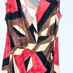 Ralph Lauren Lauren  Abstract Geometric V-Neck Dress Size XL Jersey Stretch Photo 4