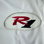 Castle Streetwear White Gray Full Zip Lined Mock Neck Motorcycle Jacket Size 10 Photo 2