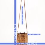 MCM COGNAC VISETOS COATED CANVAS LEATHER TRIM BUCKET BAG W/DRAWSTRING CLOSURE Photo 13
