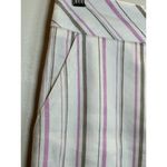 Trina Turk  Women's 2003514YD1 Size 0 White Striped Wide Leg Cropped Pants EUC Photo 4