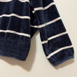 Luv Lane  Striped Chenille Knit Sweater Dark Blue White Crewneck S Photo 6