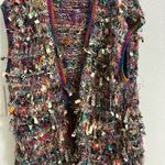 Multicolor ribboned Textured soft open front Cardigan Vest XL Red Photo 0