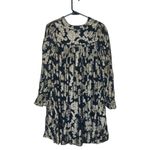 Anthropologie By  Gold Foil Floral Metallic Long Sleeve Tunic Shift Dress Small Photo 3