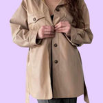 Goldie  London tan vegan faux leather coat with waist tie 🔥 Photo 0