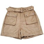 Guess Faux Suede High Rise Cargo Pocket Shorts Size Small Belted Brown Tan Photo 0