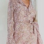 Kittenish blush leopard print long sleeve romper with pockets size XS Photo 0