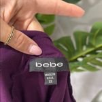 Bebe silk lined rouched Deep Purple vneck Blouse Photo 6
