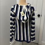 Faherty  Baja Sweater Poncho Surf Stripe Photo 4