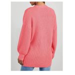 Womens Cardigan Sweater Oversized Chunky Knit Long Front Button with Pockets Pink Photo 1