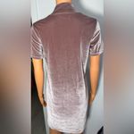 Green Velvet Mock Neck Dress Pink Photo 3