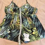 SheIn  size 2XL green Hawaiian print romper faux wrap front adjustable straps EUC Photo 7