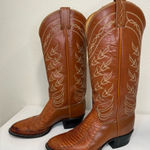 Tony Lama Vintage  Black Gold Label Lizard Vamp Cowgirl Floral Boots Size 6C RARE Photo 0