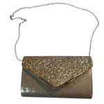 Gold Glitter Metallic Envelope Clutch Purse Evening Bag with Chain Strap Photo 4