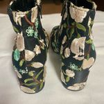 Qupid Floral Embroidered Ankle Boots - Black and Cream Photo 1