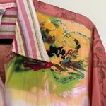 Alain Weiz Maximalist Top Colorful Art To Wear Hippie Button Down Euro Size 20 Pink Photo 4