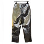 Avec Les Filles  Faux Leather High Waist Crop Wide Leg Pants - Metallic Silver Photo 5