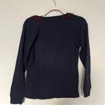 J.Crew Navy Blue Maroon Beaded Crewneck Sweater Size XS Holiday Cozy Photo 5
