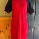 Tommy Hilfiger Red and Navy Cowl Neck Sweater Dress Size L Photo 0