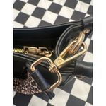 Chic Black Crossbody Bag with Leopard Print Guitar Strap Gold Hardware purse Photo 6