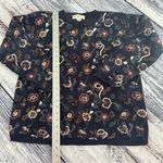 Vintage Paris Sports Club Allover Embroidered Floral Pattern Sweater Blue Photo 4