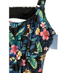 Yonique Tankini Swim Top Women's Plus Size 11 Floral Black Wrap Front Padded NEW Photo 5