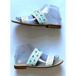 Jack Rogers Leather Southwest Slides Sandals White Green Orange Size 6 Photo 6