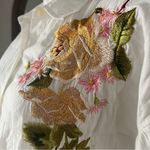 Johnny Was 3J by  Button Front Shirtdress with Floral Embroidery, White Size L Photo 9