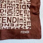 Fendi Tobacco Brown Logo Print Cotton Scarf Photo 2