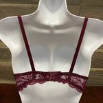 Mamia NWT Wine Colored Lace Padded Bra With Cream Stitching Detail Size 34B Photo 3