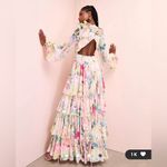 ASOS LUXE organza ruffle high low maxi dress in floral print Photo 3