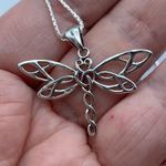 Dragonfly Sterling Silver Necklace, Spiritual Silver Photo 4