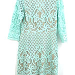 Gabby Skye Gabby‎ Skye size 10 blue lace mini dress lined elbow length sleeves rear zip Photo 0