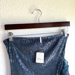 Free People NWT  Womens Tube Top Navy Blue Sequin Asymmetrical Hem Size Medium Photo 3