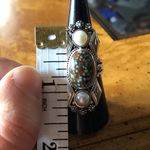 Royston Blue Horizon Turquoise White Pearl Sterling Silver Ring Size 7 Photo 4