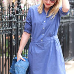 Banana Republic Blue Indigo Cotton Button Front Shirtdress Shirt Dress Size 4 Photo 0