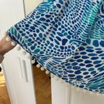 Lilly Pulitzer Nita Off-Shoulder Top Blue Tang Gang Print PomPom Trim,Size S,EUC Photo 4