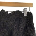 Sandro Rococo Metallic Guipure Lace Black Midi Skirt Size L Photo 4
