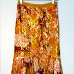 Tory Burch Opalina Metallic Thread Marigold Floral Print Silk Ruffle Skirt Sz 0 Photo 1
