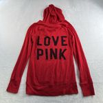 Victoria's Secret Vtg  PINK S Back Logo Hoodie Top Lounge Sleep Red Thermal Boho Photo 7