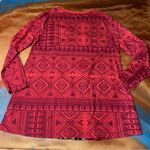 Soft Surroundings  Kalahari Red embroidered Jersey-Knit Tunic large Aztec v neck Photo 6