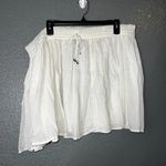 White Boho Peasant Skirt One Size Cotton Elastic Waist Flowy Summer Beach Photo 1