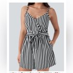Halara NWT V-neck Snap Belted Stripe Waffle Jumpsuit with Pockets size m Photo 4