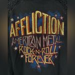 Affliction BORN TO RUN Crochet Sleeved Women's Black Hoodie Size Medium Photo 5