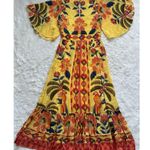 Farm Rio  x Anthropologie Dress Printed V-Neck Ruffle-Hem Maxi S NWT New Photo 5