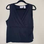 AB Studio Y2K Black Slinky Blouse Knit Ring Ruched Bust Sz XL Photo 5