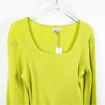 Moon River NWT  Ribbed Square Neck Sweater L Green Photo 4