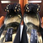 Stuart Weitzman  Vintage Black Bow Heel Gold Pumps Photo 12