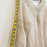 Vintage Shirt Womens Size Small Tan Lace Crochet Tunic Boho Indie Hairpin V neck Photo 7