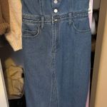 Sincerely Jules Strapless Raw Hem Denim Midi Dress Photo 1