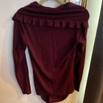 T Tahari T. Tahari Ruffle Cowl Neck Sweater Maroon size Small Photo 2